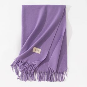 Pure Color Artificial Cashmere Scarf Women's Winter High-grade Shawl (Option: 5 Light Purple-70x200cm)