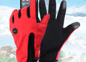 Full Finger Touch Screen Zipper Ski Gloves (Option: Red-L)