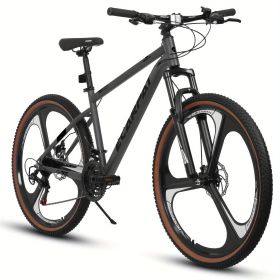 A27301M Ecarpat Mountain Bike 27.5 Inch Wheels, 21 Speed Road Bicycle With Dual Disc Brakes For Men And Women,High Carbon Steel Frame Front Fork Bicyc (Color: Grey)