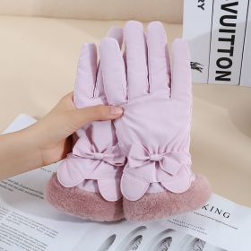 Warm Gloves Winter Women's Touch Screen Fleece-lined Thickened (Option: Fur Mouth Rabbit Ears Pink)