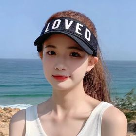 Sunlight Blocker For Summer Letter Without Top LOVED Korean (Option: All Black White Letters-Free Size Adjustable)