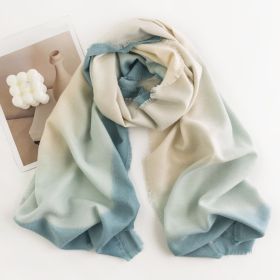 Herringbone Pattern Monochrome Artificial Cashmere Scarf Women's Simple Casual Style Tassel Warm Shawl (Option: FH2352212 Printing Blue)
