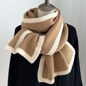 Color Matching Scarf Knitted Wool Scarf (Option: Camel-175x 30cm)