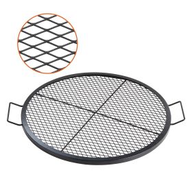 X-Marks Fire Pit Grill Grate, Round Cooking Grate, Heavy Duty Steel Campfire BBQ Grill Grid with Handle and Support X Wire (Shape: Round, size: 30 inches)