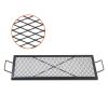 X-Marks Fire Pit Grill Grate, Rectangle Cooking Grate, Heavy Duty Steel Campfire BBQ Grill Grid with Handle & Support X Wire