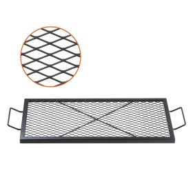 X-Marks Fire Pit Grill Grate, Rectangle Cooking Grate, Heavy Duty Steel Campfire BBQ Grill Grid with Handle & Support X Wire (size: 32 x 15 inches)
