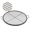 X-Marks Fire Pit Grill Grate, Round Cooking Grate, Heavy Duty Steel Campfire BBQ Grill Grid with Handle and Support X Wire