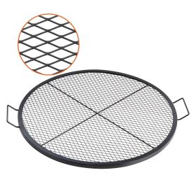 X-Marks Fire Pit Grill Grate, Round Cooking Grate, Heavy Duty Steel Campfire BBQ Grill Grid with Handle and Support X Wire (Shape: Round, size: 36 inches)