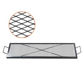 X-Marks Fire Pit Grill Grate, Rectangle Cooking Grate, Heavy Duty Steel Campfire BBQ Grill Grid with Handle & Support X Wire (size: 44 x 15 inches)