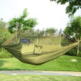 2 Persons Hammock 600LBS Max Load with Mosquito Net Outdoor Hiking Camping Hammock Portable Nylon Swing Hanging Bed (Color: Green)