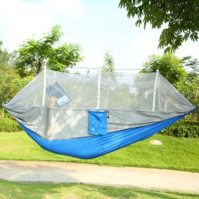 2 Persons Hammock 600LBS Max Load with Mosquito Net Outdoor Hiking Camping Hammock Portable Nylon Swing Hanging Bed (Color: Grey)