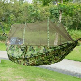 2 Persons Hammock 600LBS Max Load with Mosquito Net Outdoor Hiking Camping Hammock Portable Nylon Swing Hanging Bed (Color: Camouflage)