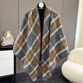 Affordable Luxury Fashion Wind Outdoor Autumn And Winter Scarf (Option: Plaid Gray-130X190CM)