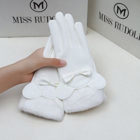 Warm Gloves Winter Women's Touch Screen Fleece-lined Thickened (Option: Composite Rabbit Beige)