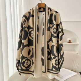 Retro High Sense Artificial Cashmere Scarf (Option: Camellia Gray Rice-No Specifications)