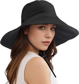 Wide Brim Sun Hats For Women Men, Double Sided Wearing Fishing Hats Cooling Bucket Hat For Beach Hiking Outdoor (Color: Black)