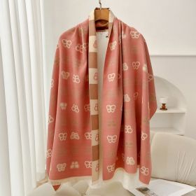 Retro High Sense Artificial Cashmere Scarf (Option: Bow Pink-No Specifications)