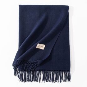 Pure Color Artificial Cashmere Scarf Women's Winter High-grade Shawl (Option: 12 Navy Blue-70x200cm)