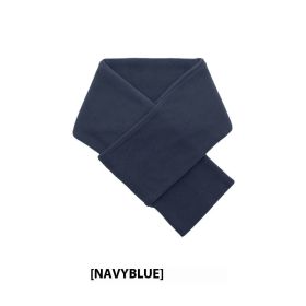 Autumn And Winter Warm Scarf Fashion Simple Solid Color Men's Polar Fleece (Option: Navy Blue-80 To 100cm)