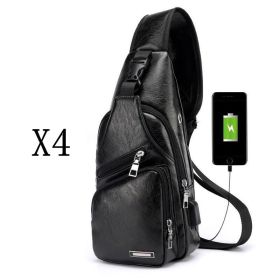 Waterproof casual one-shoulder messenger bag (Option: Black 4PCS)