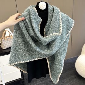 Affordable Luxury Fashion Wind Outdoor Autumn And Winter Scarf (Option: Champagne Light Blue-130X190CM)