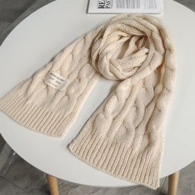 Sweet Labeling 8-word Twist Apricot Small Scarf (Color: Beige)