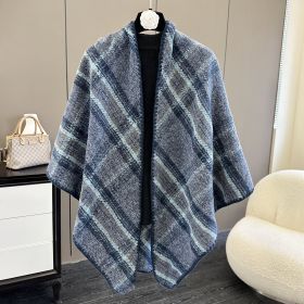 Affordable Luxury Fashion Wind Outdoor Autumn And Winter Scarf (Option: Plaid Blue-130X190CM)