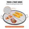 X-Marks Fire Pit Grill Grate, Round Cooking Grate, Heavy Duty Steel Campfire BBQ Grill Grid with Handle and Support X Wire
