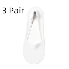 Women's Fashion Silicone Non-slip Shallow Boat Socks (Option: White 3pairs-One size)