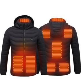 New Heated Jacket Coat USB Electric Jacket Cotton Coat Heater Thermal Clothing Heating Vest Men's Clothes Winter (Option: Black Zone8-3xl)