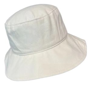 Unisex Summer Folding Outdoor Sun Protection Comfortable Cotton Wide Brim Bucket Hat (Color: White)