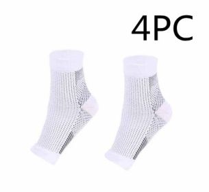 Men Women Anti Fatigue Compression Foot Sleeve Foot Ankle Compression Socks (Option: L XL-White 4PC)