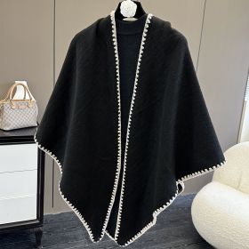 Affordable Luxury Fashion Wind Outdoor Autumn And Winter Scarf (Option: Solid Black-130X190CM)