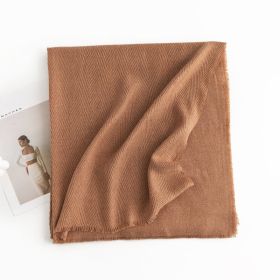 Herringbone Pattern Monochrome Artificial Cashmere Scarf Women's Simple Casual Style Tassel Warm Shawl (Option: FH2358332 Brown)