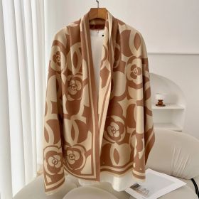 Retro High Sense Artificial Cashmere Scarf (Option: Camellia Camel Rice-No Specifications)