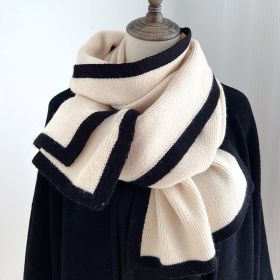 Color Matching Scarf Knitted Wool Scarf (Option: Beige-175x 30cm)