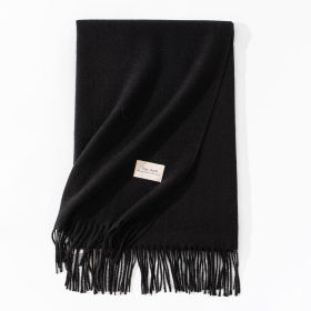 Pure Color Artificial Cashmere Scarf Women's Winter High-grade Shawl (Option: 10 Black-70x200cm)