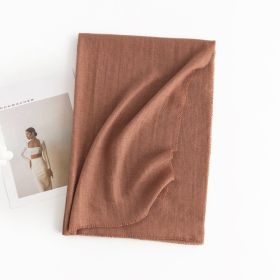 Herringbone Pattern Monochrome Artificial Cashmere Scarf Women's Simple Casual Style Tassel Warm Shawl (Option: FH2358333 Cameo Brown)