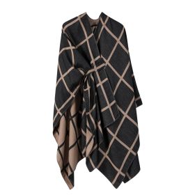 Women's Fashion Gingham Check Warm Scarf (Option: Black Brown)