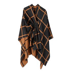 Women's Fashion Gingham Check Warm Scarf (Option: Black And Yellow)