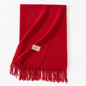 Pure Color Artificial Cashmere Scarf Women's Winter High-grade Shawl (Option: 1 Red-70x200cm)