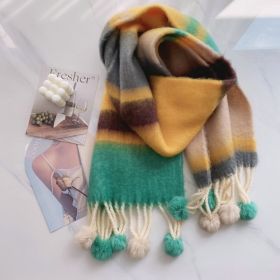 Rainbow Dopamine Mohair Tassel Scarf (Option: 4color-Above 175cm)