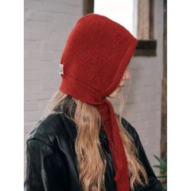 Bandage Warm Balaclava Retro Pullover Earmuffs Hat (Option: Bordeaux Red)