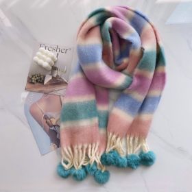 Rainbow Dopamine Mohair Tassel Scarf (Option: 5color-Above 175cm)