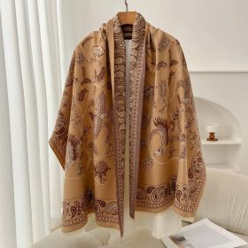 Retro High Sense Artificial Cashmere Scarf (Option: Bird National Style Camel-No Specifications)
