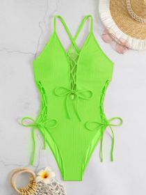 European And American Sexy Backless Siamese Bikini Swimsuit (Option: Grass Green-XXXL)