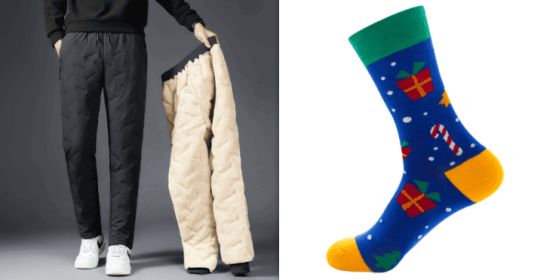 Men's Padded Cotton Trousers With Cashmere (Option: Set3-XL)