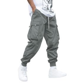 Multi-pocket Cargo Pants Men's Casual Hip-Hop Drawstring Trousers Outdoor Streetwear Sports Pant (Option: Dark Grey-3XL)